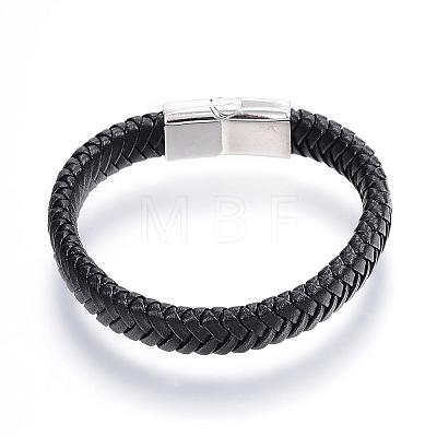 Braided Leather Cord Bracelets BJEW-P099-05B-1