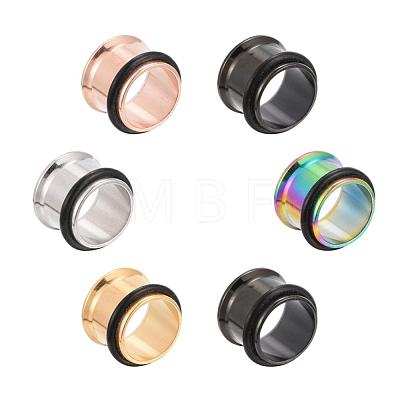12Pcs 6 Colors 316 Surgical Stainless Steel Screw Ear Gauges Flesh Tunnels Plugs STAS-YW0001-16B-1