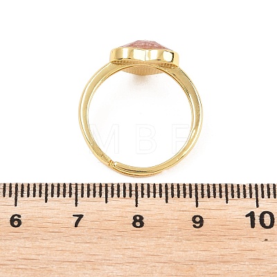 Natural Strawberry Quartz Finger Rings with Brass Findings G-H353-03G-05-1