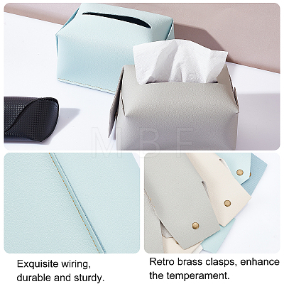 CHGCRAFT 3Pcs 3 Colors Foldable PVC Imitation Leather Tissue Storage Bags ABAG-CA0001-11-1