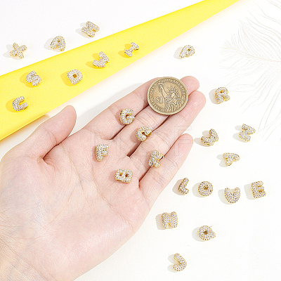26Pcs 26 Styles Brass Micro Pave Cubic Zirconia Beads KK-GA0002-50-1