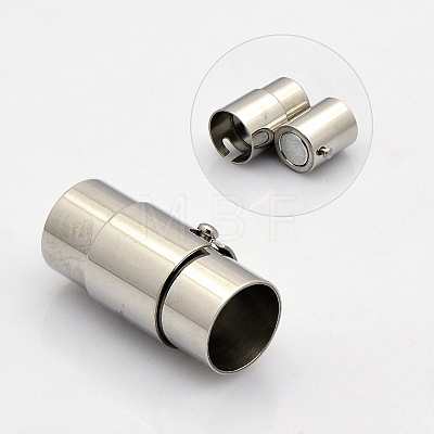 Tarnish Resistant Column 304 Stainless Steel Locking Tube Magnetic Clasps STAS-N014-25-4mm-1