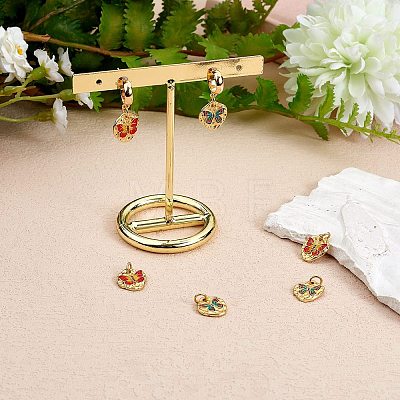 6Pcs 2 Style Rack Plating Brass Enamel Pendants KK-SZ0006-13-1