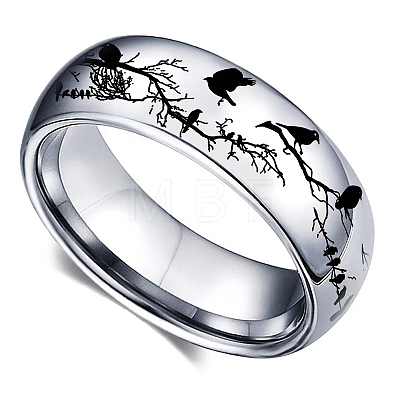 Non-Tarnish Bird Branch Stainless Steel Finger Rings PW-WG2E310-01-1