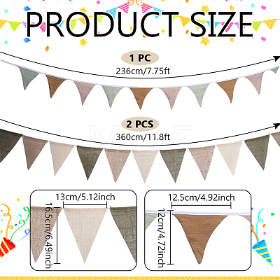 3Pcs 2 Styles Linen & Twine Pennant Flags Banners DIY-WR0005-42-1