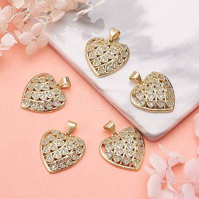 5Pcs Brass Micro Pave Clear Cubic Zirconia Pendants ZIRC-SZ0003-26-1