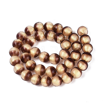 Handmade Lampwork with Gold Powder Beads Strands LAMP-N037-06B-05-1