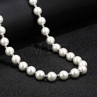 Stainless Steel Imitation Pearl Necklaces for Unisex MW3502-1
