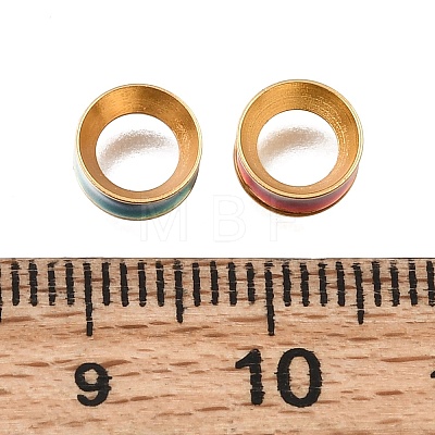 Brass Enamel European Beads KK-G605-08G-1