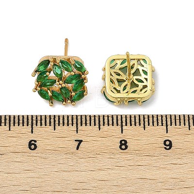 Brass Micro Pave Cubic Zirconia Stud Earrings KK-F358-02G-02-1