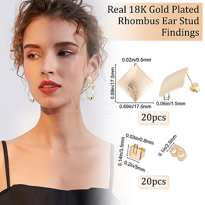 20Pcs Brass Stud Earring Findings KK-BBC0003-36-1