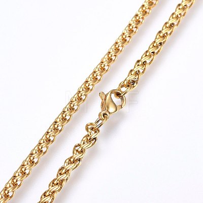 304 Stainless Steel Wheat Chain Necklaces NJEW-F227-05G-04-1