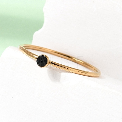 304 Stainless Steel Rhinestone Finger Rings for Women SA-CBAB767-26B-G-1