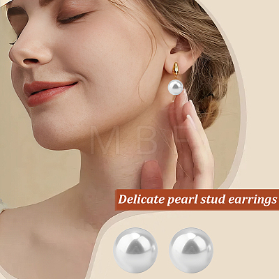 ANATTASOUL 16 Pairs 4 Size Plastic Imitation Pearl Stud Earrings with Steel Iron Pins EJEW-AN0003-89-1