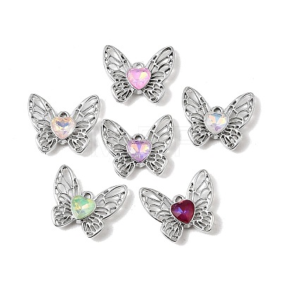 UV Plating Alloy Glass Pendants FIND-K032-42P-1