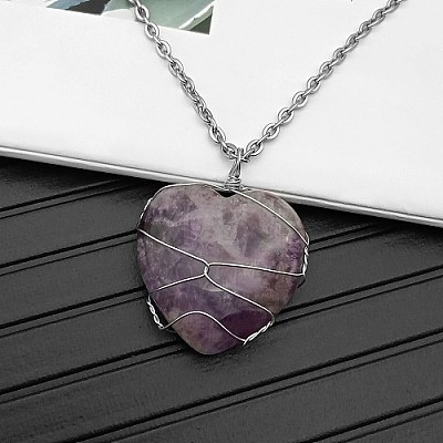 Natural Amethyst Pendant Necklaces CY8832-14-1