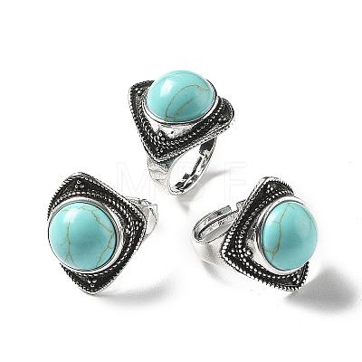 Synthetic Turquoise Adjustable Rings G-P560-03AS-19-1