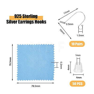 DICOSMETIC 10 Pair 925 Sterling Silver Earring Hooks STER-DC0001-30-1