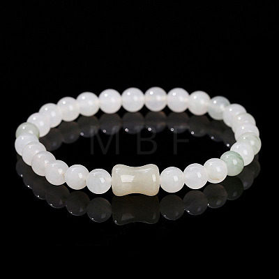 Natural Jade Round Beads Stretch Bracelets WG583E5-12-1