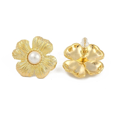 Flower Brass Stud Earrings EJEW-Q391-24G-1