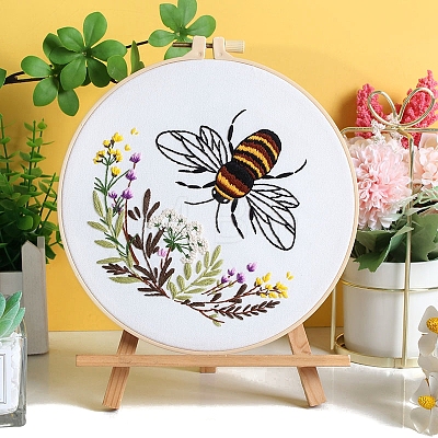 DIY Flower & Bee Pattern Embroidery Kits for Starter PW-WG7B55D-02-1