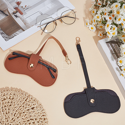 2Pcs 2 Colors Rectangle PU Leather Eyeglass Case AJEW-CN0006-95A-1