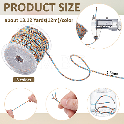 8 Rolls 8 Colors Handmade Cotton Cord OCOR-BC0009-75B-1