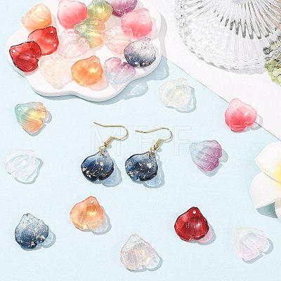 100Pcs 10 Colors Transparent Glass Petal Pendants GLAA-FS0002-71-1
