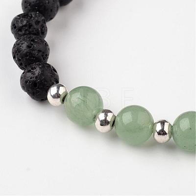 Natural Lava Rock Beaded Stretch Bracelets BJEW-JB02293-1