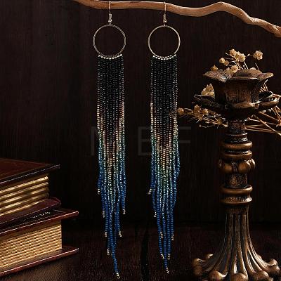 Bohemian Handmade Glass Seed Beads Dangle Earrings YY2599-1