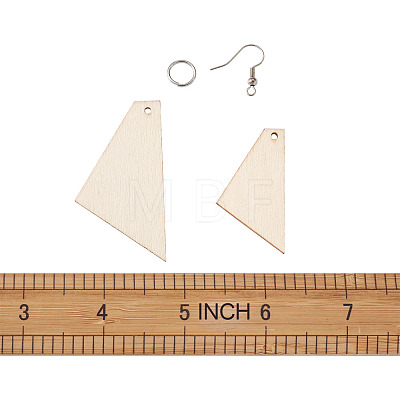 Yilisi DIY Trapezoid Natural Wood Pendants Earring Making Kits DIY-YS0001-15-1