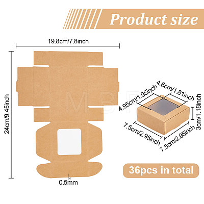 Square Foldable Creative Kraft Paper Box CON-WH0089-20B-1