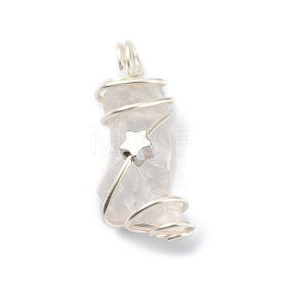 Natural Rose Quartz Pendants PALLOY-JF02086-04-1