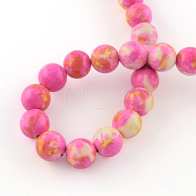 Dyed Natural Ocean White Jade Round Bead Strands G-R295-6mm-09-1