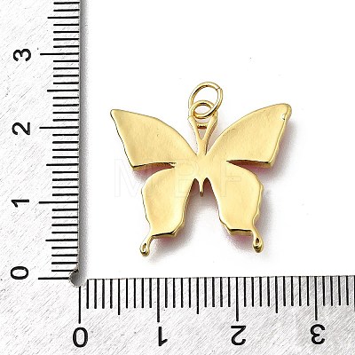 October Breast Cancer Pink Awareness Ribbon Brass Enamel Pendants KK-G525-10G-01-1