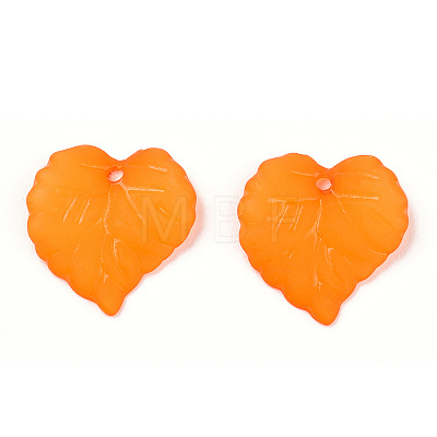 Transparent Frosted Acrylic Leaf Charms FACR-ZX003-01G-1