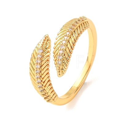 Brass Micro Pave Cubic Zirconia Cuff Open Rings for Women RJEW-F217-01G-1