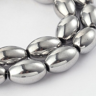 Electroplate Non-magnetic Synthetic Hematite Rice Bead Strands G-F234-13D-1