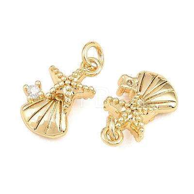 Brass Micro Pave Clear Cubic Zirconia Charms KK-Q085-02H-G-1