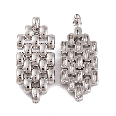 Hollow Hexagon Brass Stud Earrings for Women EJEW-G391-12P-1