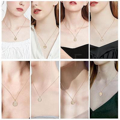 925 Sterling Silver 12 Constellation Necklace Gold Horoscope Zodiac Sign Necklace Round Astrology Pendant Necklace with Zircons Birthday Jewelry Gift for Women Men JN1089L-1