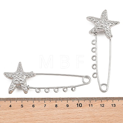 Starfish 304 Stainless Steel Safety Pins Brooch Findings SA-CBA098D-16D-P05-1