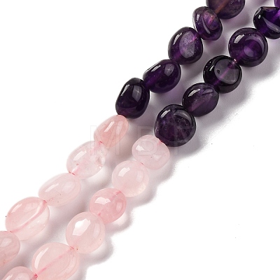 Natural Rose Quartz & Amethyst Beads Strands G-L610-B16-01-1