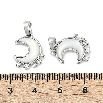 Natural White Shell Moon Pendants KK-U043-23P-02-1