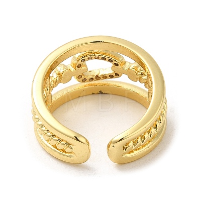 Rack Plating Real 18K Gold Plated Brass Hollow Teardrop Open Cuff Rings RJEW-B048-02G-1