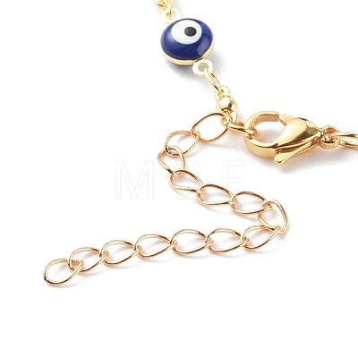 Brass Enamel Evil Eye Link Chain Necklaces NJEW-JN03456-1