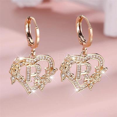 Heart Brass Micro Pave Clear Cubic Zirconia Hoop Earrings FS-WGD5D87-18-1