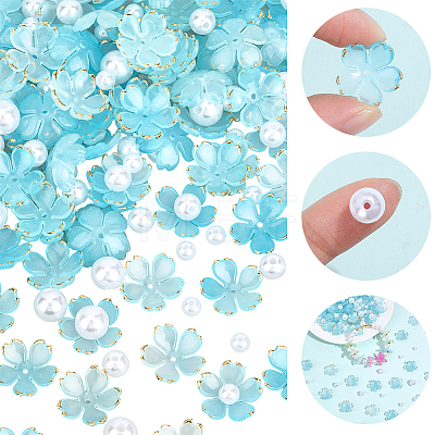 120Pcs Acrylic Bead Caps OACR-PA0002-13B-1