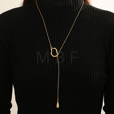 Adjustable Zinc Alloy Lariat Y Necklaces with Teardrop Tassel for Women WGBC33C-03-1