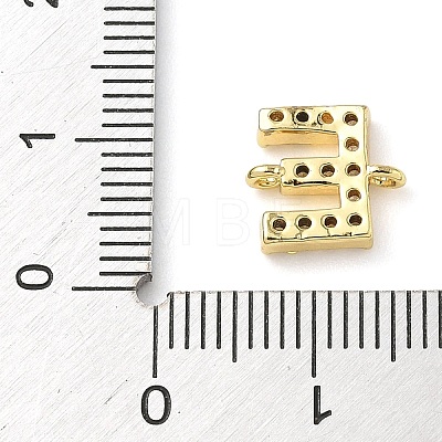 Brass Micro Pave Clear Cubic Zirconia Letter Links Connector Charms KK-I382-07G-E-1